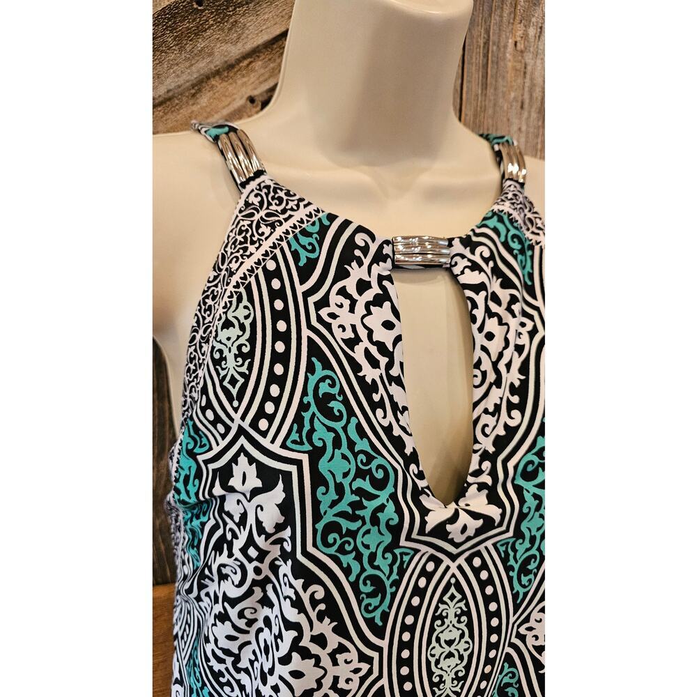 Whbml Maxi Dress geometric Keyhole Sleeveless Green Long jewel embellished Small - Picture 4 of 10